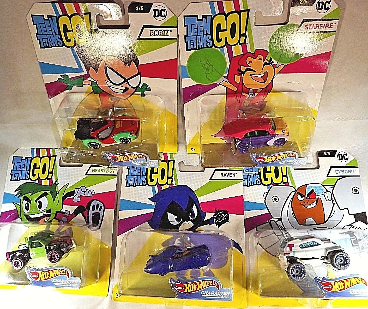 2018 Hot Wheels Teen Titans Go Character Cars Complete Set Of 5 See Details Contemporary