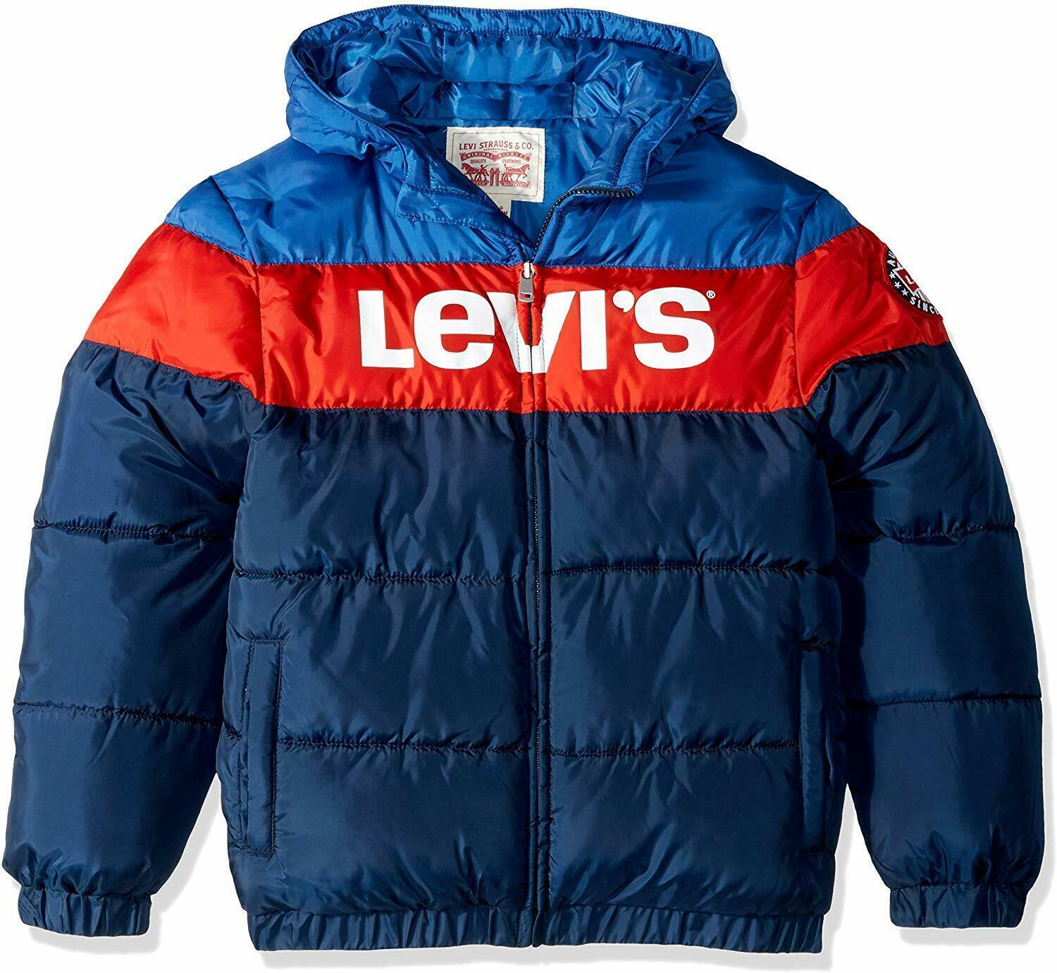 Levi's Big BOYS' Puffer Jacket BLUE RED NAVY RETAIL BOYS L LARGE 12-13 ...