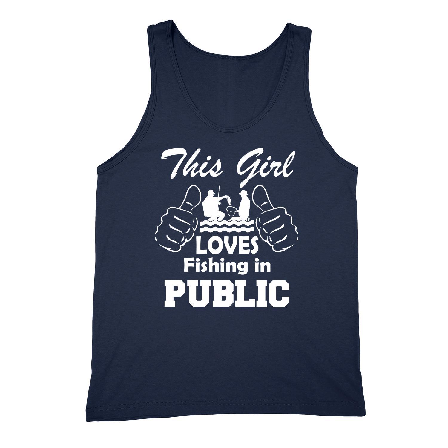 Image of This Girl Fishing In Public Shirt Outdoor Sporting Unisex Navy Blue Tank Top