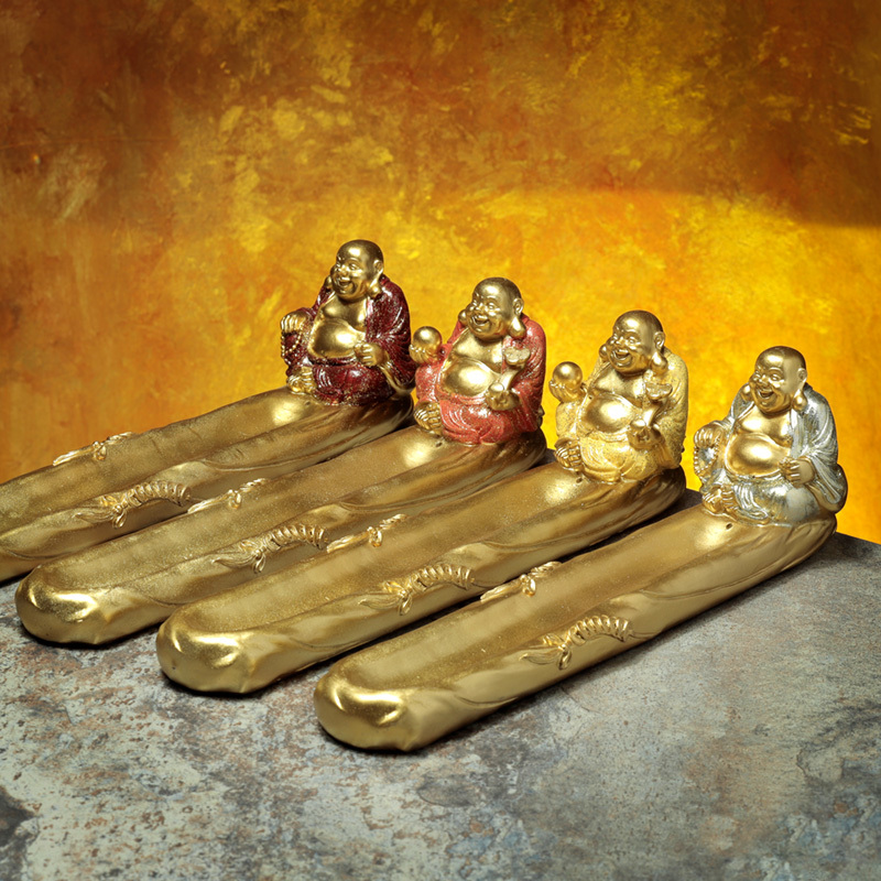Collectable Incense Stick Burner - Mini Lucky Gltter Chinese Laughing Buddha 377