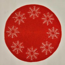 Christmas Red &amp; White Snowflake Glass Beaded 15&quot; Round Charger Placemat ... - $22.99