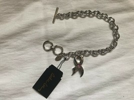 Cookie Lee Pink Crystal Bow Cancer Awareness Bracelet NWT - $9.00