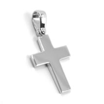 SOLID 18K WHITE GOLD CROSS, SQUARE ROUNDED 18mm, 0.71 inches, MADE IN ITALY image 3