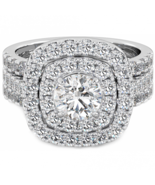 14K White Gold Over Simulated Diamond Engagement Wedding Bridal Band Rin... - $139.62