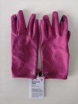 NWT LULULEMON PLYC Pink Brushed Tech Fleece Run For It All Gloves Women&#39;... - $63.04