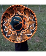 Sombrero Mariachi Hat Green Velvet Orange XXXXXXX Pigalle Mexico 23”  - $143.55