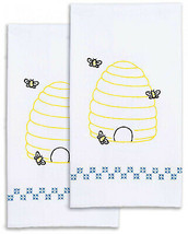 Jack Dempsey Needle Art Bee Hive Decorative Hand Towels - $12.54