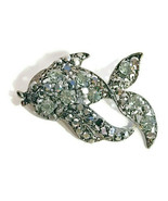 Fish Swimming Pin Brooch Bright Color Black Crystal Glass Rhinestones - $19.25