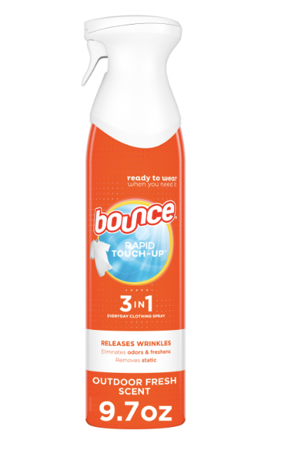 Primary image for Bounce Rapid Touch-Up 3-In-1 Wrinkle Releaser Clothing Spray, 9.7 Oz. Spray