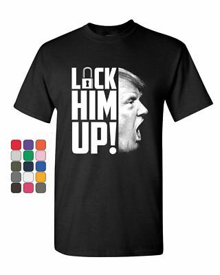 Lock Him Up T-Shirt Democrat Anti Trump Impeach 45 Resist Resign Mens Tee Shirt