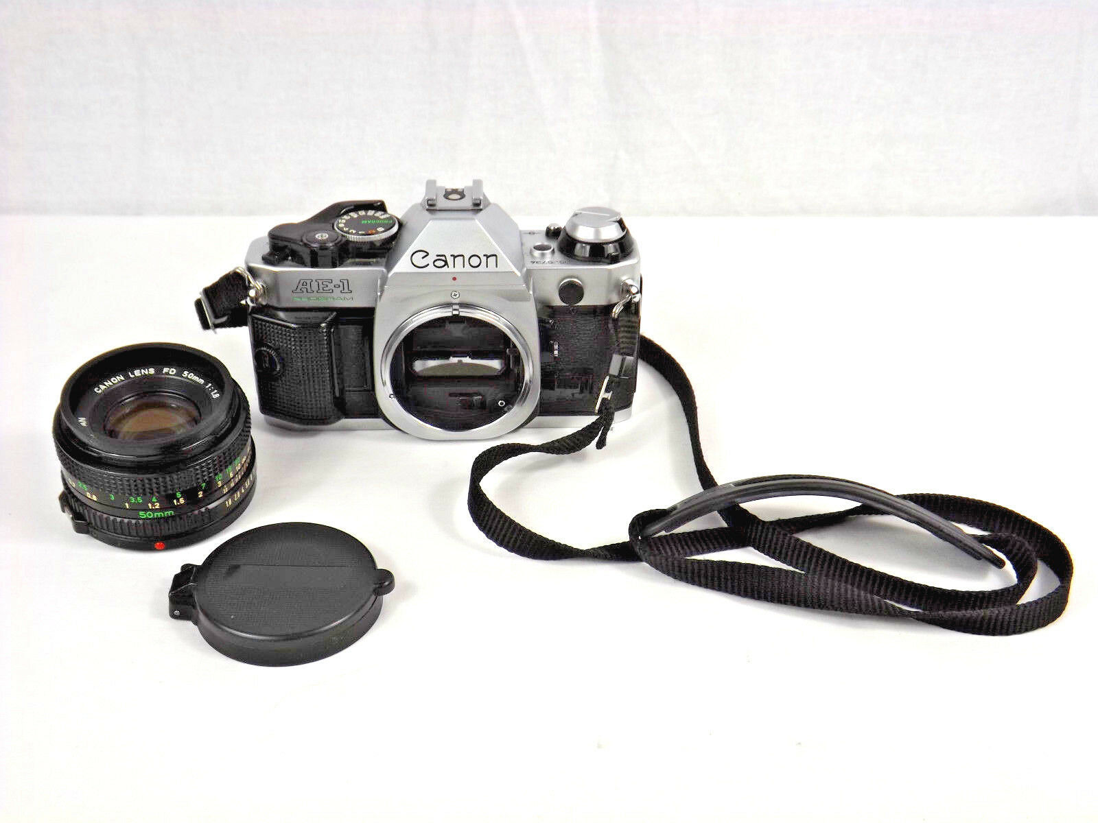 VTG Canon AE1 Program Camera + 50mm Lens, Lens Cap & Strap Tested