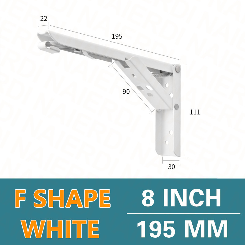 NAIERDI 8-14 Inch 2PCS Stainless Steel Folding cket White Black Iron Triangle ck