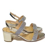 Nina Naomi Silver Metallic Foil Heels Sandals Size 9.5 Open Toe Rhinesto... - $68.30