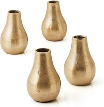 Set Of 4 Serene Spaces Living Gold Floral Pear Bud Vases, Stylish Flower Vases - $43.97