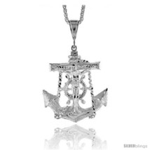 Sterling Silver Anchor with Crucifix Pendant, 2 9/16in  (65 mm)  - $192.87