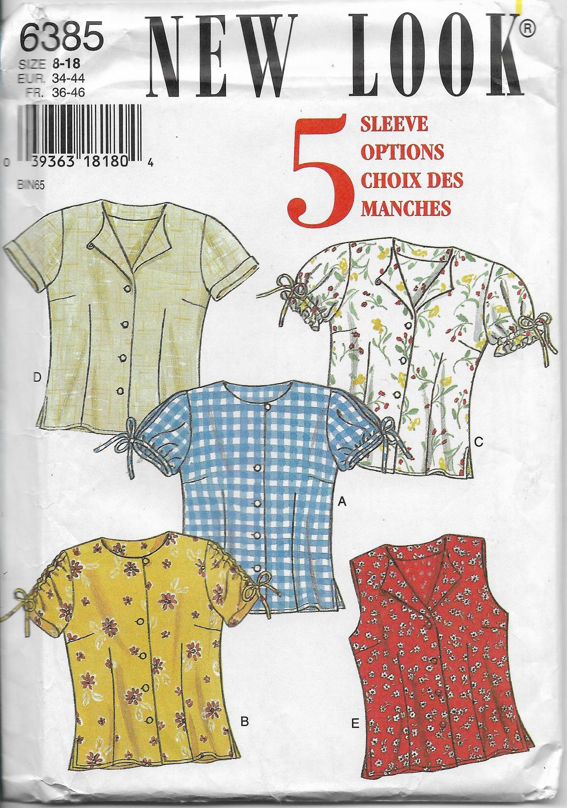 New Look 6385 Women Misses Summer, Casual Blouses Fitted, Sizes 8 10 12 14 16 18 - $16.00
