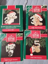 Lot of 4 HALLMARK KEEPSAKE ORNAMENTS: 2nd Christmas 1989, 3rd 90, 4th 91... - $7.99