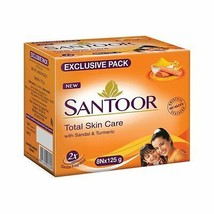 Santoor Sandalwood and Turmeric Bath Soap, 125gm (Pack of 8 Soap) - $28.21