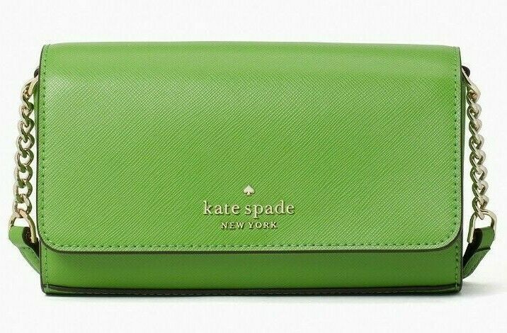 Kate Spade Staci Small Flap Chain Crossbody Green Saffiano WLR00132 NWT $239 Ret