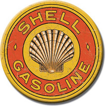 Shell Gasoline 1920&#39;s Vintage Logo Rustic Round Metal Sign - $20.95