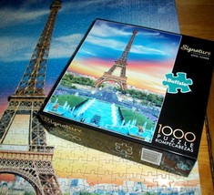 Jigsaw Puzzle 1000 Pieces Eiffel Tower Paris France Fountains Tourists C... - $14.84