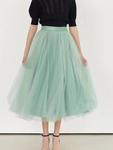 Mint Green Tulle Midi Skirt Outfit Green Wedding Bridesmaid Tulle Skirts Custom image 7