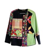 Vintage Jacket Top Wearable Art Applique Crazy Quilt Colorful Women&#39;s Me... - $37.40