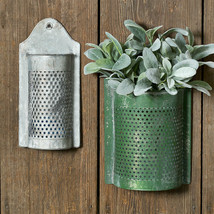 Farmhouse Wall Pockets in distressed metal - 2 - £23.10 GBP