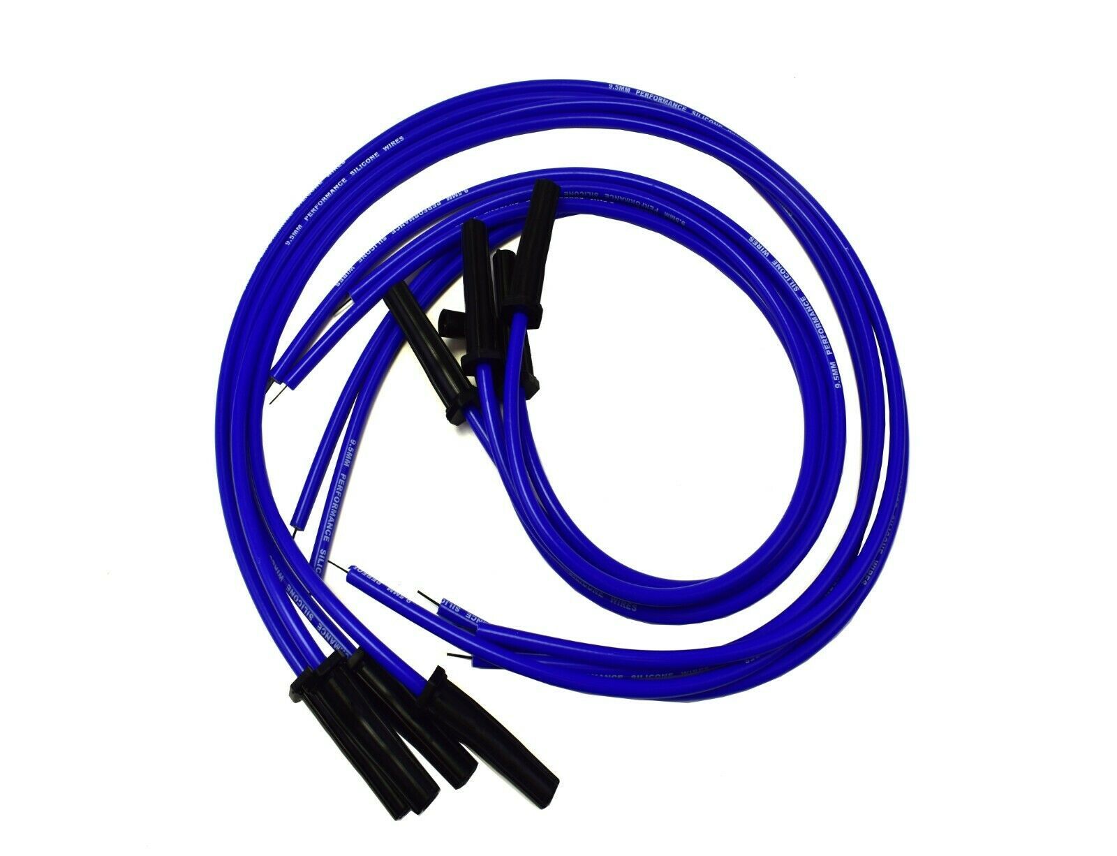 9.5mm Blue Silicone High Performance Spark Plug Wire Set Universal Fit