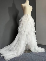 White Wedding Detachable Tulle Maxi Skirt Wedding Photo Long Tiered Tulle Skirt  image 2
