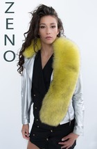 Fox Fur Collar Saga Furs Big Scarf 43' Inches Yellow Stole Wrap image 1