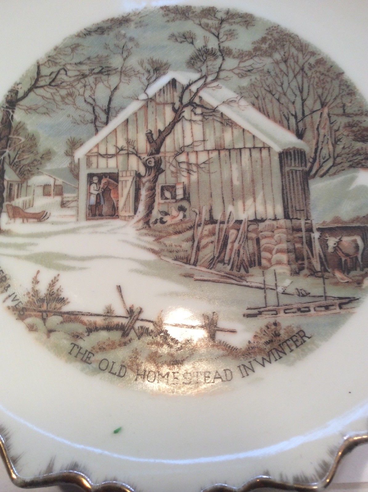 Currier and Ives The Old Homestead In Winter Collector Wall Plate