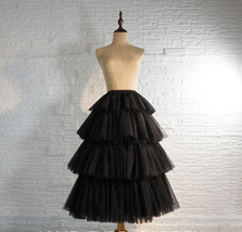 Black Layered Tulle Skirt Outfit High Waisted Black Party Skirt Wedding Custom  image 2