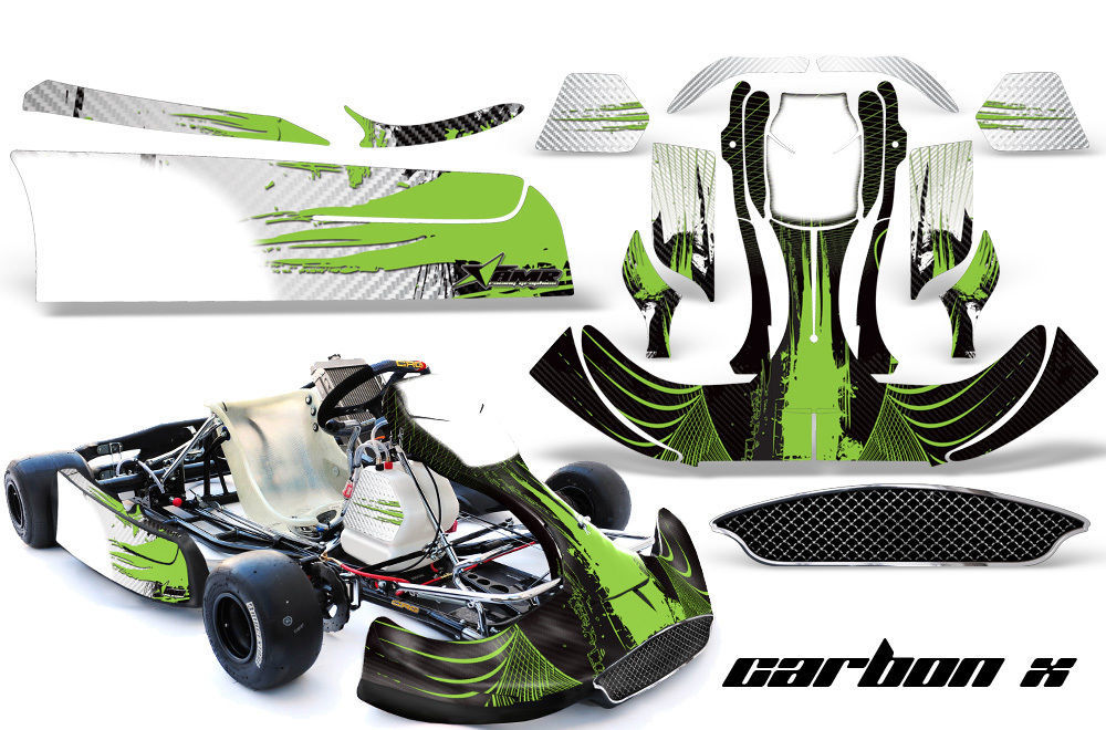 Go Kart Graphics Kit Decal Sticker Wrap For CRG New Age NA2 CARBON X GREEN Decals, Emblems