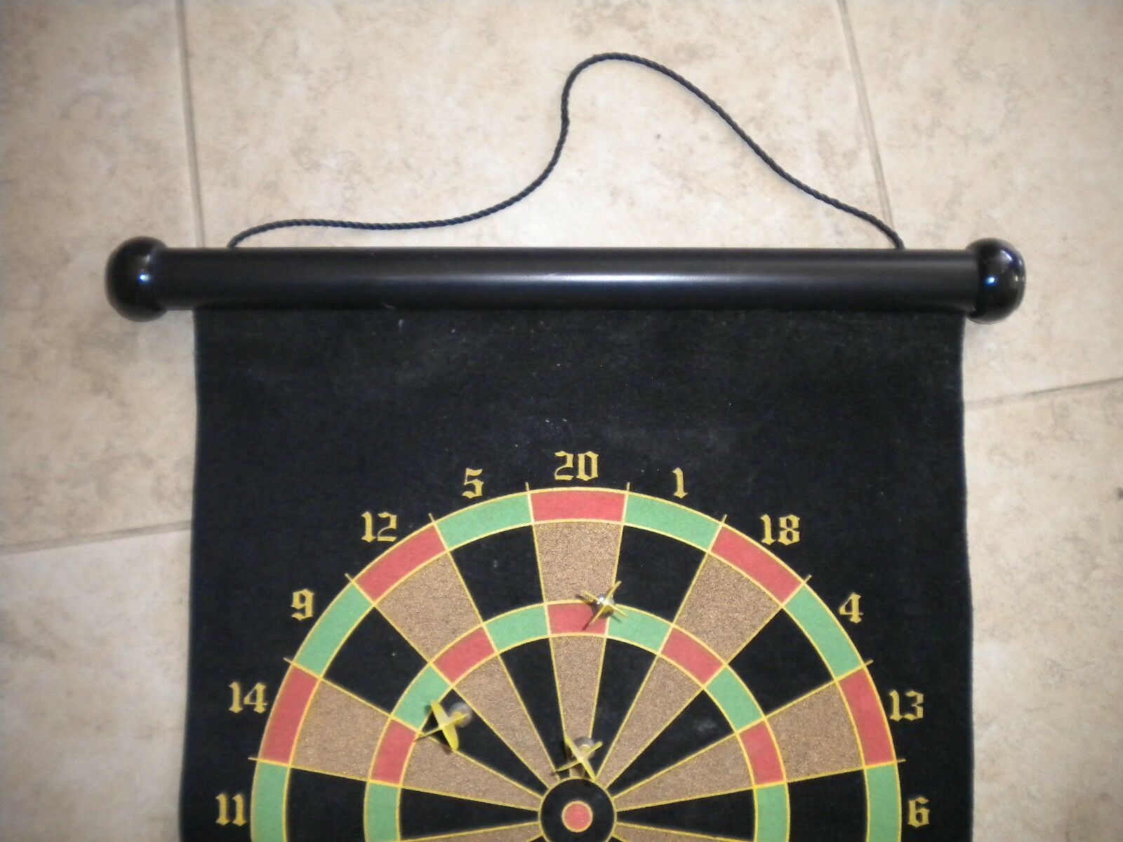 Dart Board Set Hanging Wall Black Dartboard Six Darts Dart