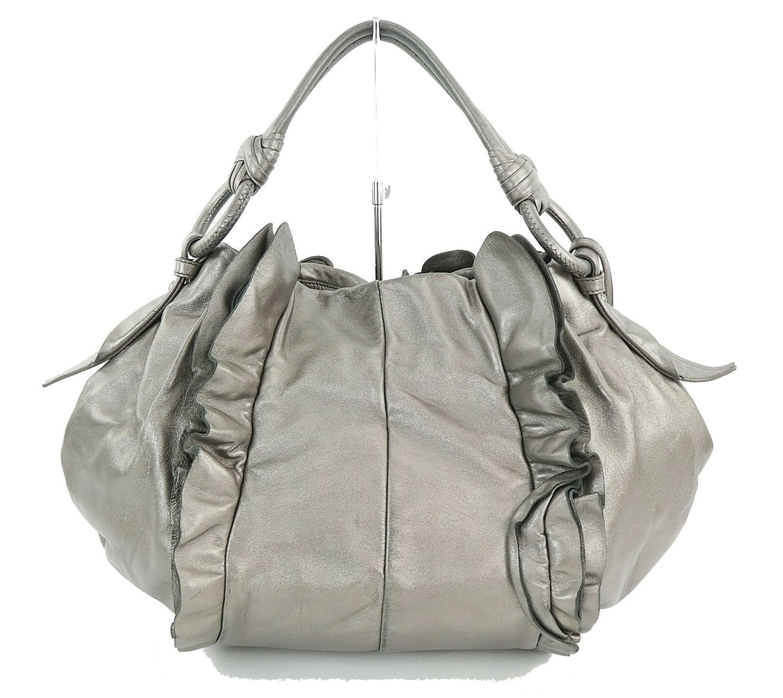 Authentic PRADA Silver Leather Tote Hand Bag Purse #29759 - Women's ...