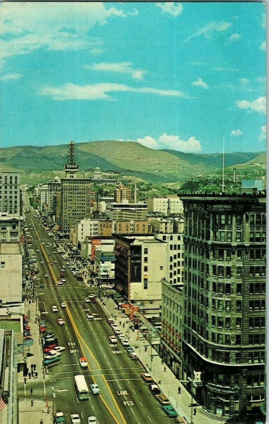 Aerial View Postcard Main Street Salt Lake City, Utah 1970s ...