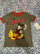 New Disney Mickey Mouse and Pluto Holiday Ringer tee T-Shirt for BoysSize: 2 / 3 - $13.46