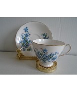 Vintage Royal Valve Tea Cup and Saucer Elegant Blue Flowers Theme Good Cond - $14.99
