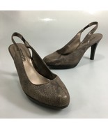 Moda Spana Womens 9 M Karah Brown Leather 3.75&quot; Heels Slingback Pumps Shoes - $37.73