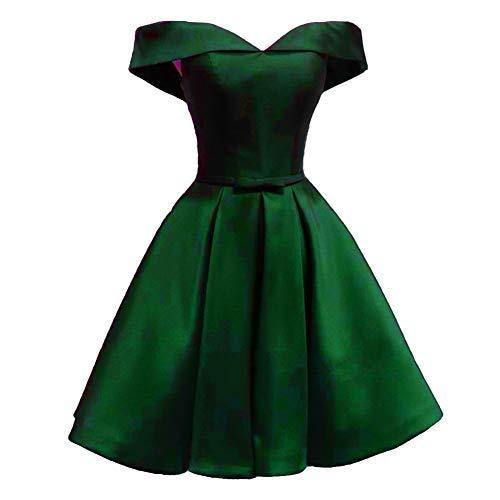 Off The Shoulder Short Satin Prom Homecoming Dress Cocktail Emerald Green US 8