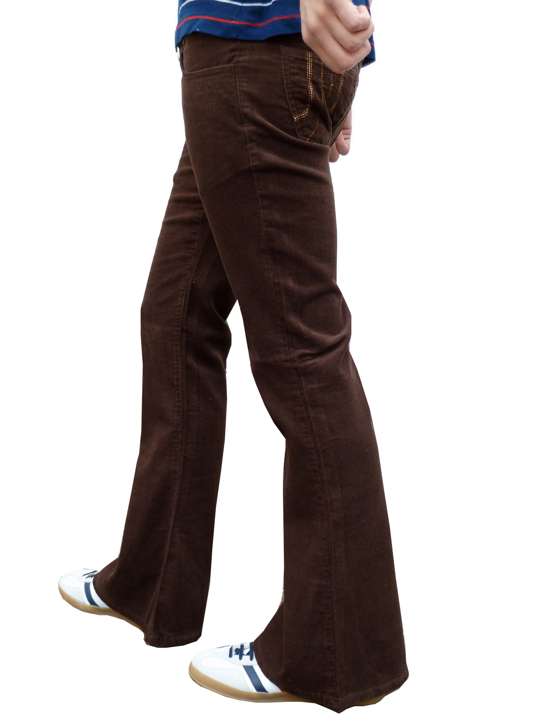 Mens Flares Brown Corduroy Flared Bell Bottoms Pants Hippie indie 70s ...
