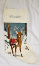 Pottery Barn Christmas Stocking Embroidered Forest Deer Nwot Rare Monogrammed 17 - $75.00