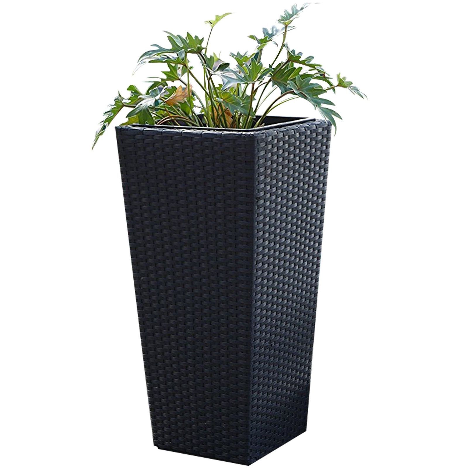 Tall Wicker Planter Indoor Outdoor Garden Stylish Standing Flower Plants Basket Plant Stands