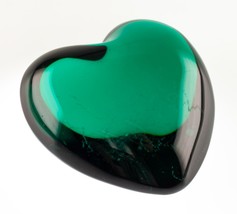 Baccarat Dark Green Puffy Crystal Heart Paperweight 3&quot; - $98.99