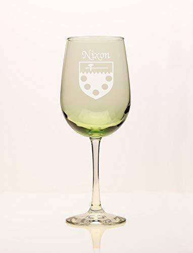 Nixon Irish Coat of Arms Green Wine Glass