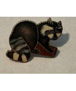 Vintage Raccoon Hat /Clothing Pin Hard To Find Pre-Owned Aluminum Base E... - $12.86