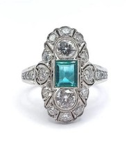 Art Deco Navette Ring, Woman's Engagement Ring, Antique Filigree Vintage Ring - $123.00