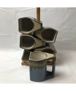 Rodolfo Padilla 6 Piece Blue Drip Glaze Pottery Mug Set With Holder - $64.34