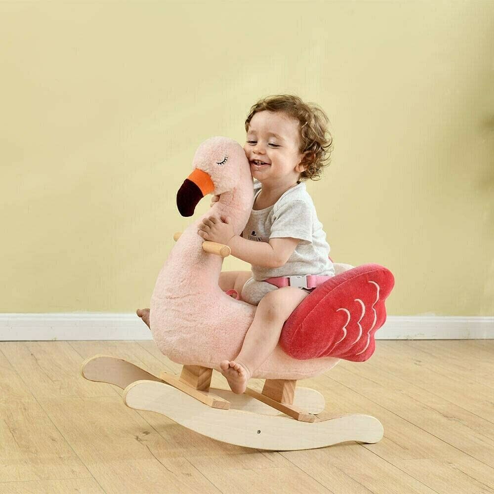 Wooden Rocking Horse Qaba Kids Plush Rocking Horse Giraffe Style